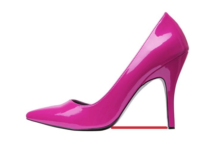 Рожева туфелька на шпильці, де між шпилькою і підошвою намальована червона лінія